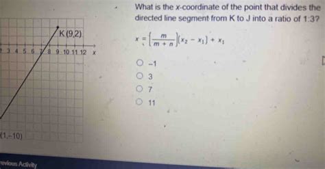 Solved What Is The X Coordinate Of The Point That Divides The Directed