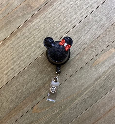 Red Mouse Badge Reel Mouse Ears Badge Reel Minnie Mouse Etsy