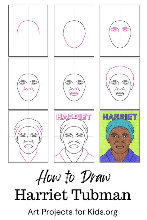 Easy How To Draw Harriet Tubman Tutorial Video And Harriet Tubman