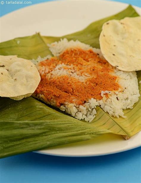 Rice and Curry in Banana Leaves, Banana Leaf Rice recipe | Jain Recipes ...