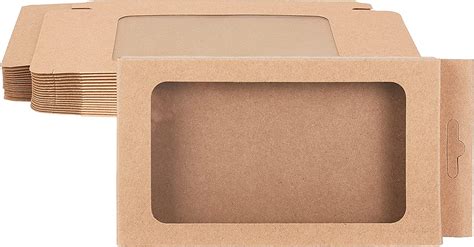 BENECREAT 20 Pack Kraft Paper Boxes With Clear Window 17 5x9x1 5cm