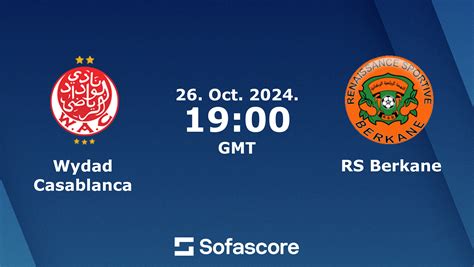 Wydad Casablanca Vs RS Berkane Live Score H2H And Lineups Sofascore