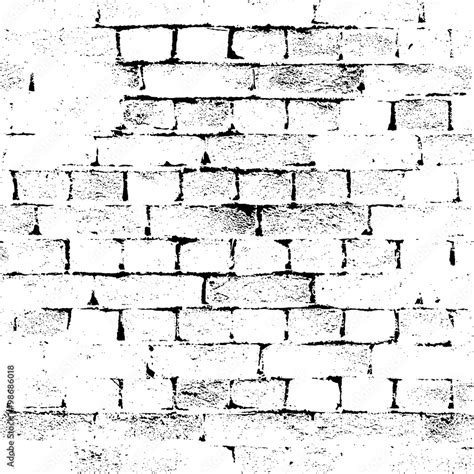 Brick Wall Silhouette Pattern Noisy White Print Vintage Style With Detail Grunge Monochrome