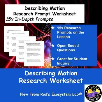 Describing Motion Research Prompt Worksheet Editable By Rod S