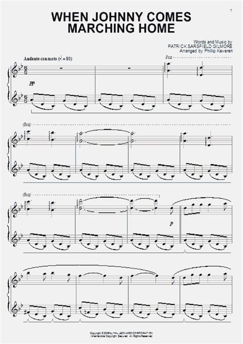 When Johnny Comes Marching Home Piano Sheet Music