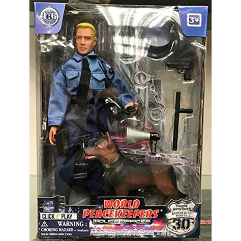 Click N Play Police Force Unit Officer With Dog 12 Action Figure