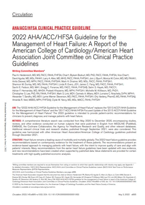 Aha Acc Hfsa Guideline For The Management Of Heart Failure Ipass