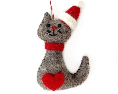 Felt Cat Christmas Ornament Made To Order Etsy