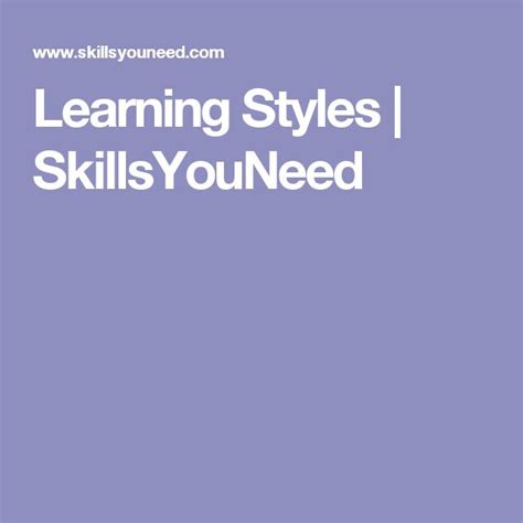 Learning Styles | SkillsYouNeed | Learning styles, Teaching strategies ...