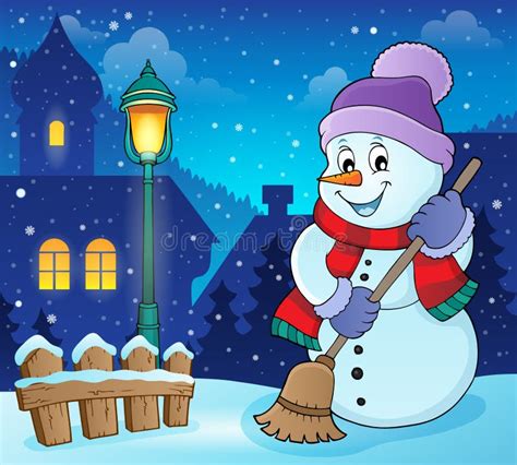 Imagem Do Tema Do Boneco De Neve Do Inverno Ilustra O Do Vetor