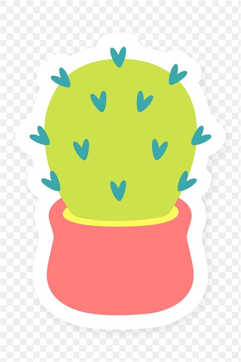 Cute Cactus In Pot Sticker Premium PNG Sticker Rawpixel