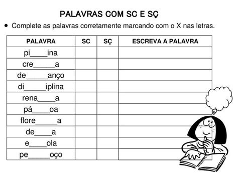 Palavras Com Ss Sc Ç - Atividade de Ortografia com Palavras com SC e SÇ | Palavras com sç ...