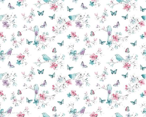 Premium Vector Butterfly Birds Florals Seamless Patterns Background