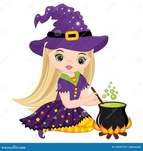 Witch Cooking Castle And Full Moon Vector Illustration For Happy