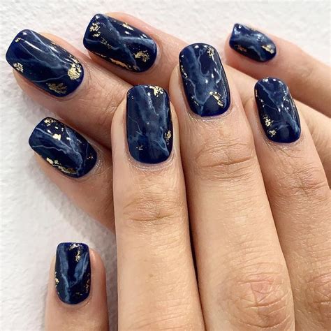 The Nail Room Co On Instagram Blue Marble With Gold Foil By Lucy