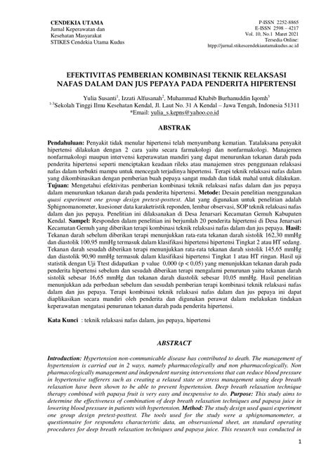 PDF EFEKTIVITAS PEMBERIAN KOMBINASI TEKNIK RELAKSASI NAFAS DALAM DAN