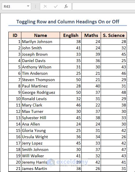 Excel Row and Column Headings - A Guide - ExcelDemy