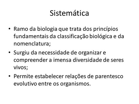 O Que é Sistemática Biologia LIBRAIN