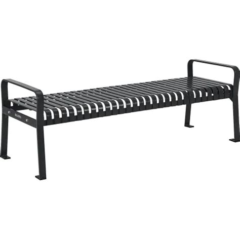 Global Industrial™ 4 Outdoor Bench Backless Vertical Steel Slat Black