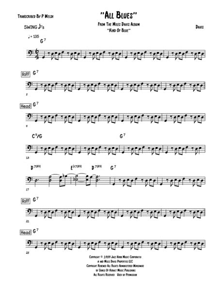 All Blues Arr Accubass By Miles Davis Sheet Music For Instrumental