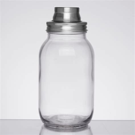 Tablecraft Mjs30 30 Oz Glass 3 Piece Mason Jar Cocktail Shaker