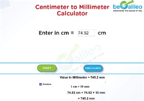 Cm to Mm Converter - Convert Centimeters to Millimeters | beGalileo