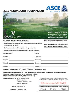 Fillable Online Seattleasce GOLFER REGISTRATION FORM 125 Per Person Or