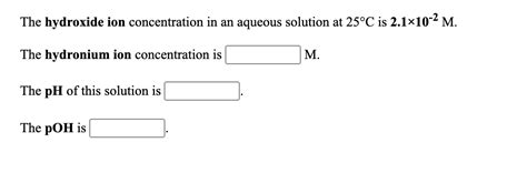 Solved The Hydronium Ion Concentration In An Aqueous