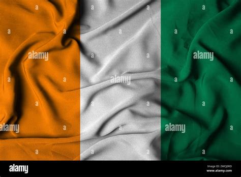 Selective Focus Of Cote D Ivoire Flag With Waving Fabric Texture 3d