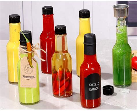 Pack Oz Clear Glass Hot Sauce Woozy Bottles With Black Cap Shrink Band And Orifice