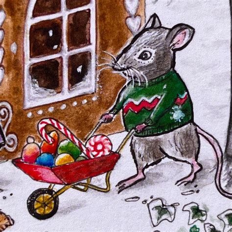 The Gingerbread Mouse House Christmas Card Animal Christmas Etsy