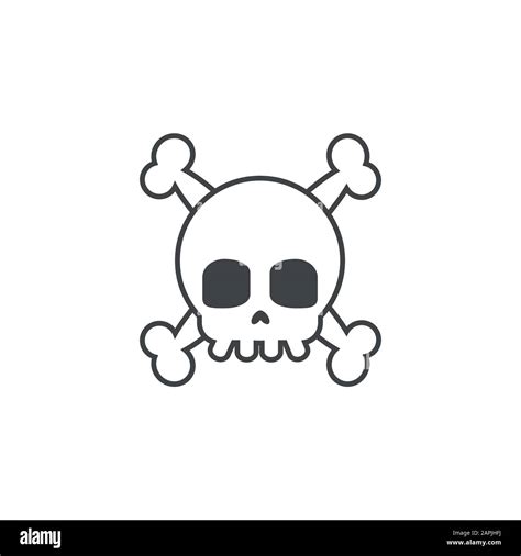 Skull And Crossbones Outline Icon Isolated On White Danger Sign Game