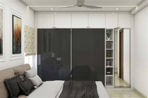 Black And White Spacious Contemporary Style Wardrobe Design Livspace