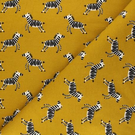 Tissu Sweat Poppy Happy Zebra Jaune Moutarde Ma Petite Mercerie