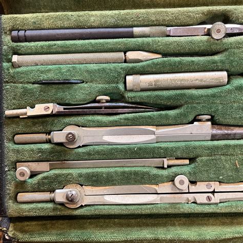 Vintage Dietzgen Engineering Drafting Tool Set With Case Read Parking