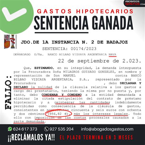 SENTENCIAS GANADAS Reclamar Gastos Hipoteca