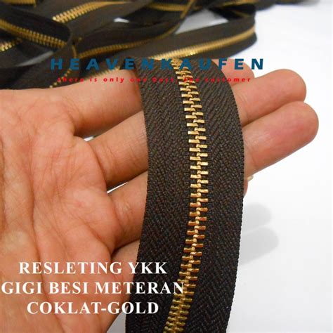 Jual Resleting Zipper Ykk Gigi Besi Coklat Gold No Meteran Kota