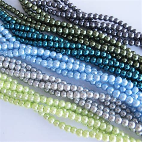 Glass Pearl Beads 4mm 6 Strands Dyed Colors Mixed By Farragem Glass Pearl Pearl Beads Pearls