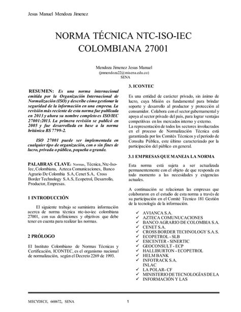 Norma T Cnica Ntc Iso Iec Pdf