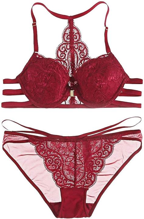 Bolawoo 77 Damen Spitze Dessous Sets Stickerei Push Up Bh Mit