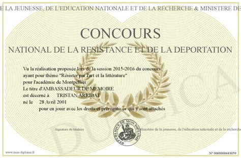 Concours National De La Resistance Et De La Deportation