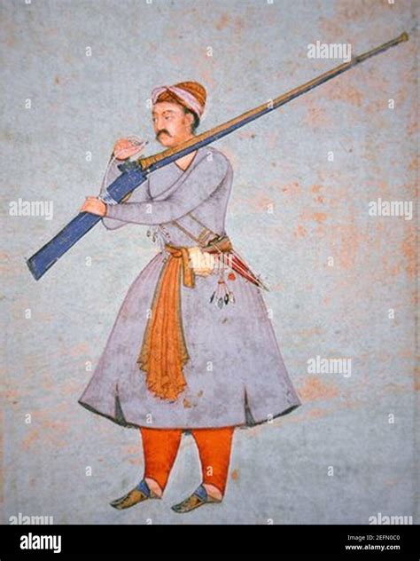 Officer of the Mughal Army, c.1585 (colour litho Stock Photo - Alamy