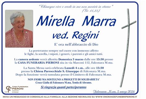 Funerali E Annunci Funebri A Falconara Marittima Mirella Marra Funer24