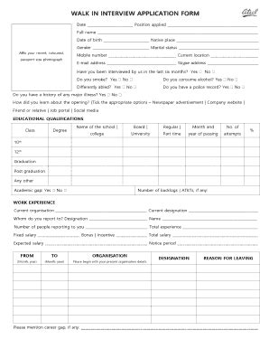 Interview Application Format Fill Online Printable Fillable Blank