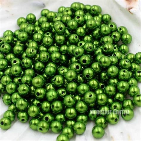 Perles Mm Imitation Brillant Couleur Vert Bouteille Mercerie Center