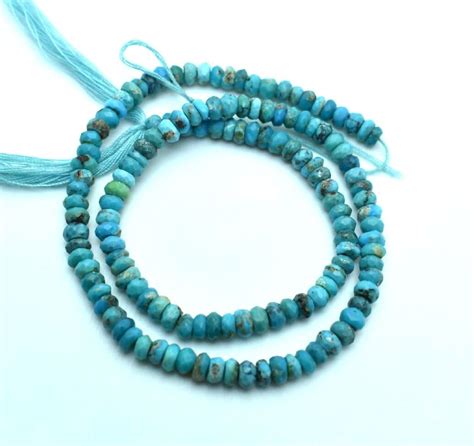 Natural Sleeping Beauty Turquoise Faceted Rondelle Beads Gemstone