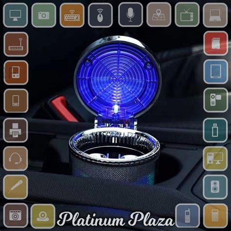 Jual Noctilucent Asbak Rokok Mobil Car Ashtray LED Light 068 Silver