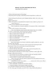 Bio Test Study Guide Rev Rtf Biology Study Questions For