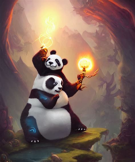 KREA AI A Portrait An Anthropomorphic Panda Mage Casting A