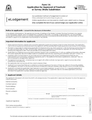 Fillable Online Form 1A Application For Approval Of Freehold Or Survey